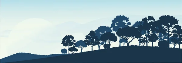 Bos Bomen Silhouetten Natuur Landschap Achtergrond Vector Illustratie Eps10 — Stockvector