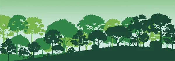 Bos Bomen Silhouetten Natuur Landschap Achtergrond Vector Illustratie Eps10 — Stockvector