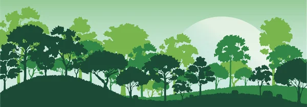 Floresta Árvores Silhuetas Natureza Paisagem Fundo Vetor Ilustração Eps10 — Vetor de Stock
