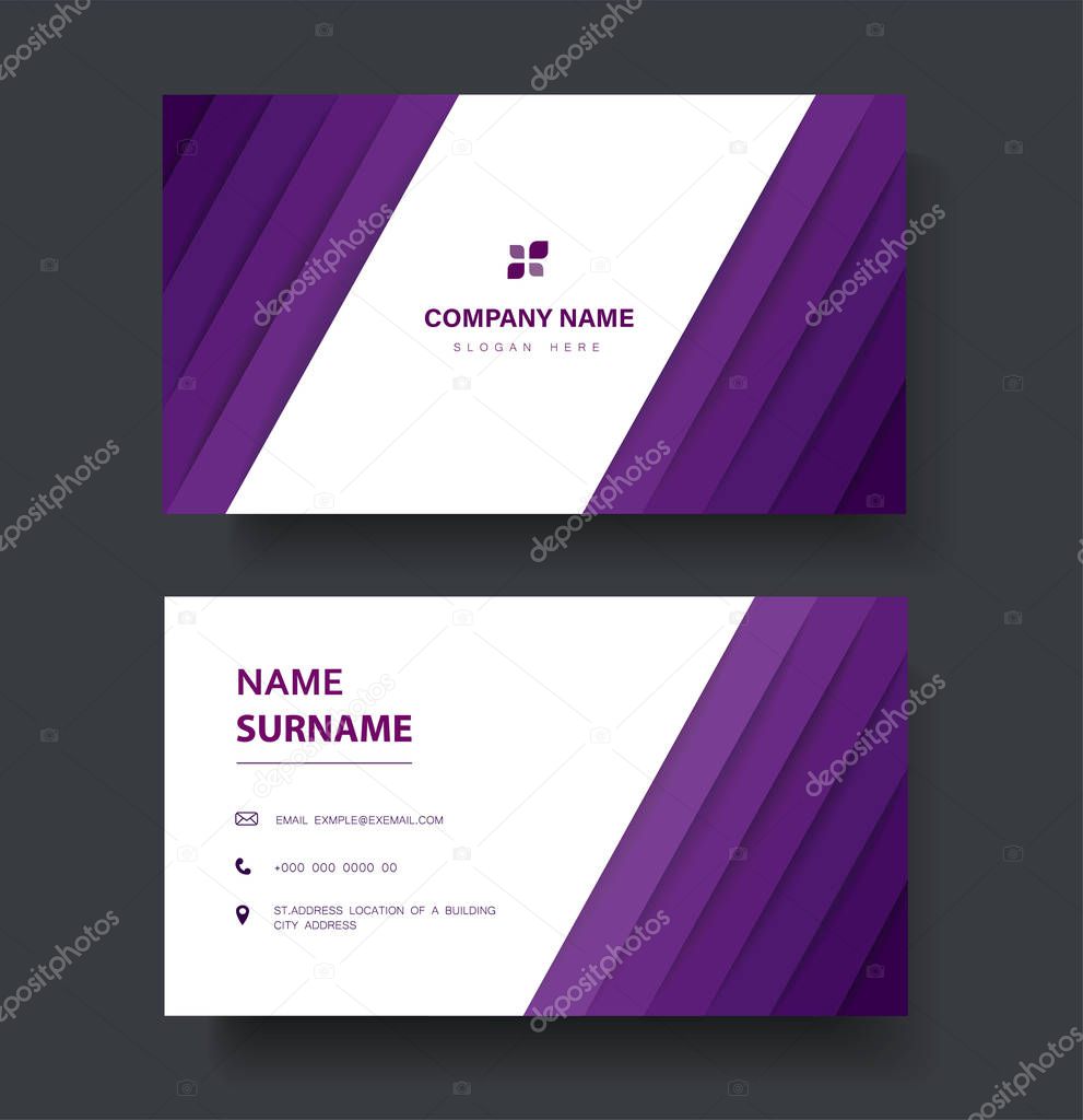 Modern purple lines double sided business card template vector eps10