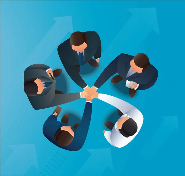 Business People Putting Hands Together Team Work Background Vector Illustration — стоковый вектор