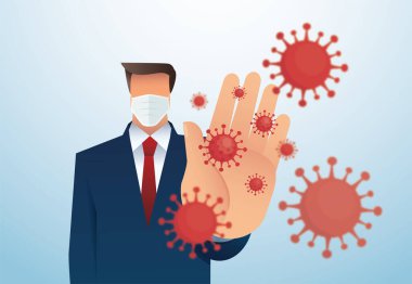 COVID-19 koronavirüs salgın vektör illüstrasyonunu durdur EPS10