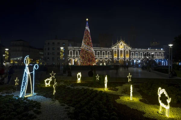 Natal Cidade Luzes Decoração Com Uma Árvore Enorme Braga Portugal — Fotografia de Stock
