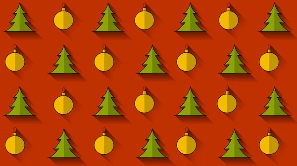 Patrón vectorial con árbol de Navidad y bolas — Vector de stock
