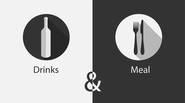Bebidas e Refeição. Modelo de menu vetorial —  Vetores de Stock