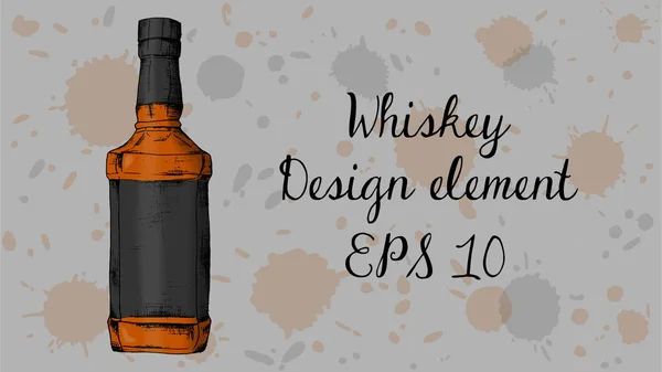 Vector hand getekende illustratie van whisky fles — Stockvector
