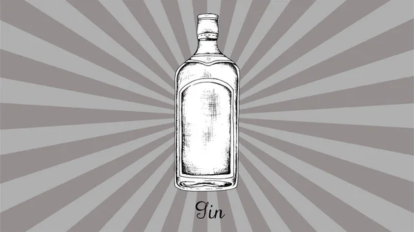 Vector handen ritade illustration av gin flaska. Vintage stil — Stock vektor