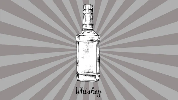 Vector hand dras illustration av whisky flaska — Stock vektor