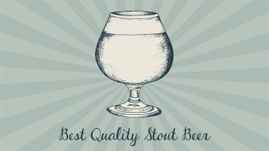 Şişman bira cam kroki kara tahta stil vektör çizim