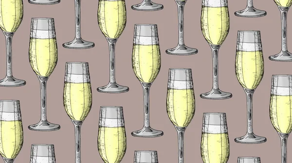 Champagne verres vectoriel illustration croquis modèle de style — Image vectorielle
