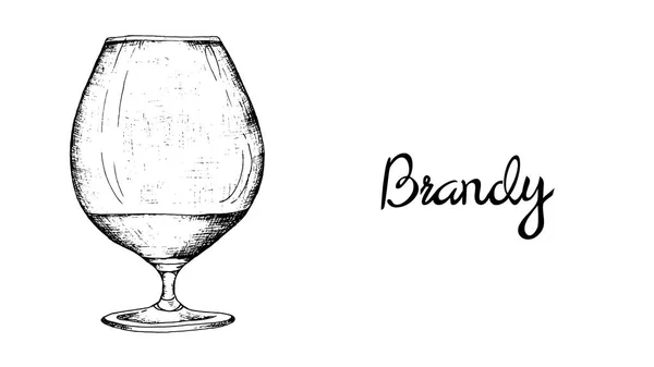 Brandy vidro vetor ilustração estilo esboço vintage — Vetor de Stock