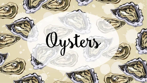 Ilustração vetorial de ostras padrão Esboço Estilo —  Vetores de Stock