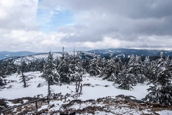 Hiver Jeseniky panorama des montagnes de la colline Vozka en République tchèque — Photo