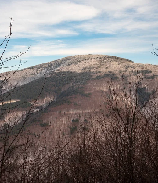 Travny hill in winter Moravskoslezske Montañas Beskydy en la República Checa —  Fotos de Stock