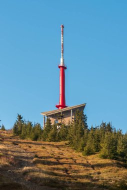 Lysa hora hill with communication tower in Moravskoslezske Besky clipart