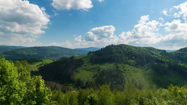Uitzicht Vanaf Husarik Javorniky Bergen Boven Cadca Stad Slowakije Tijdens — Stockfoto