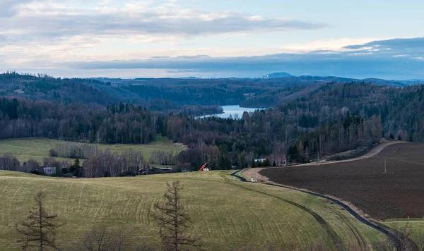 Kruzberk Barajı Çek Cumhuriyeti Nin Techanovicka Vyhlidka Manzaralı Dağlık Mahallesinden — Stok fotoğraf