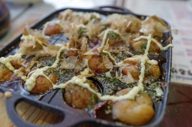 Ünlü Japon sokak gıda ahtapot Takoyaki