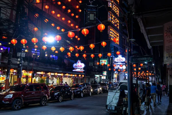 Manila China Town Night Scene, Manila, Philippines, Jan 17, 2020 — Stock Photo, Image