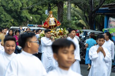 Viva sto nino manila festivaline katılan insanlar, Manila, Filipinler, 18 Ocak 2020