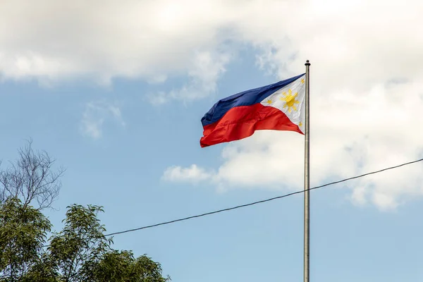 Filippijnse Vlag Waait Wind Manilla — Stockfoto