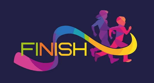 Çocuk çalıştırmak bitirme teyp vektör, logo, şablon, bağlantılı çizgiler, renk