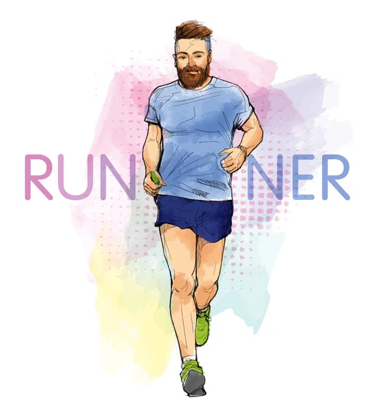 Runner disegno a matita acquerello — Foto Stock