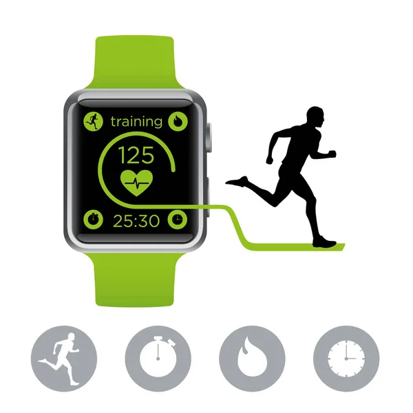 Vector sjabloon slimme horloges sport. Gadgets voor sport infographics. — Stockvector