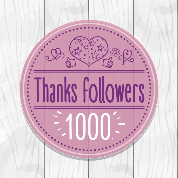 Takipçileri ahşap arka plan 1000 plakası, yuvarlak, tag, teşekkürler