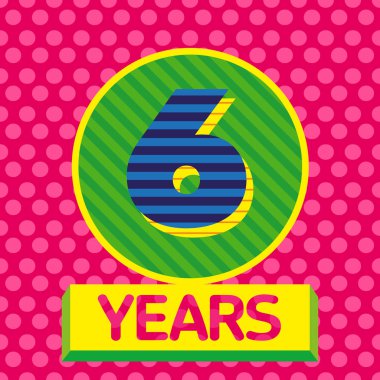 6 doğum günü Yıldönümü renk desen vektör desen numaraları