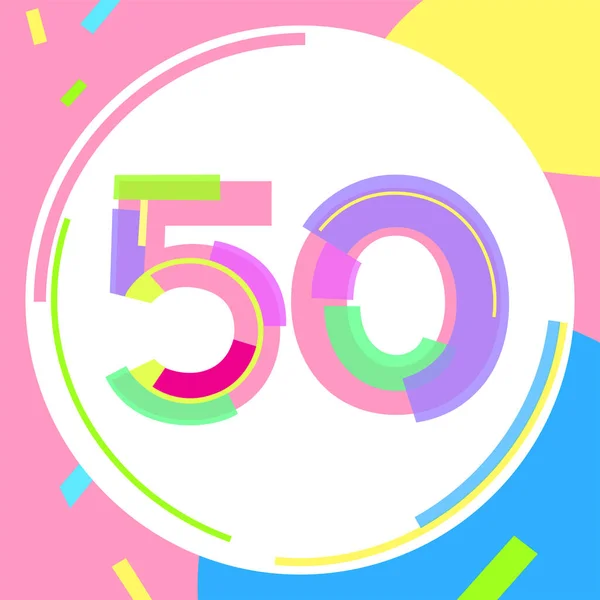 Numbers Bright Lines Figures Funny Dynamics_50 Anniversary Followers Stylish Cheerful — Stok Vektör