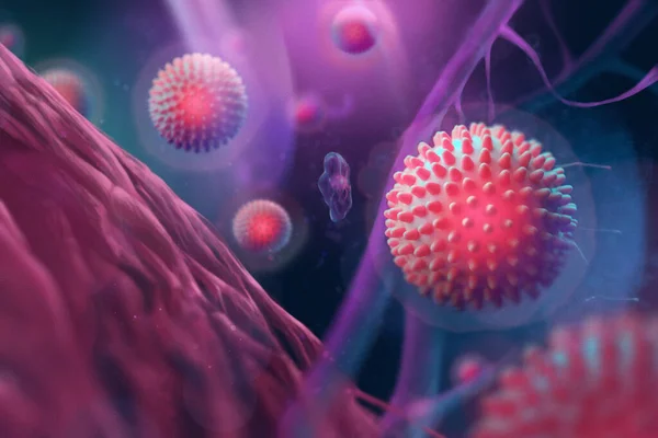 covid-19, koronavirüs salgını, hücresel ortamda yüzen virüs, koronavirüs gribi geçmişi, viral hastalık salgını, organizma illüstrasyonu.