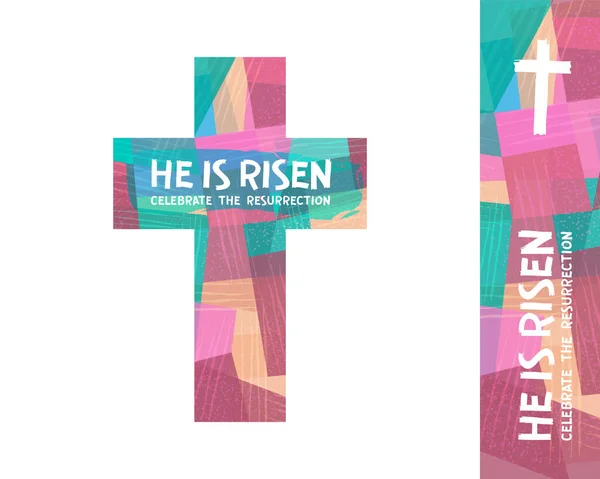 Soyut şenlik haçı ve yazıt yükseldi. Tebrik kartı motivasyon pankartı.