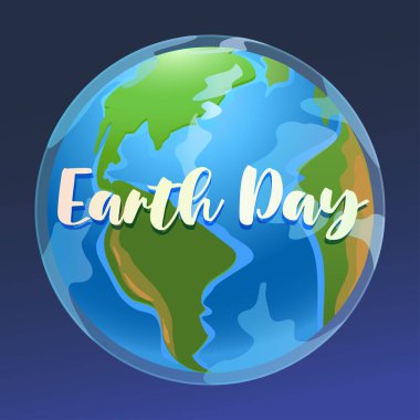 Vektör hisse senedi çizimi. Dünya Günü. Basit dünya kıtaları ve atmosferi