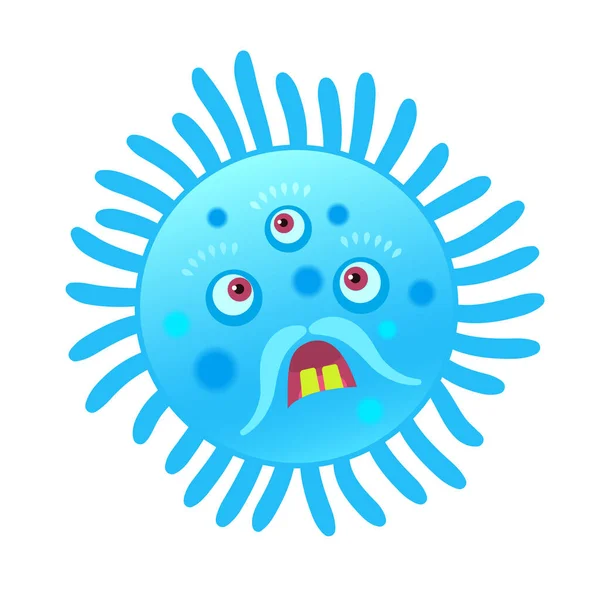 Cartoon Virus Cell Face Starfish Funny Children Vector Stock Illustration — Stock Vector