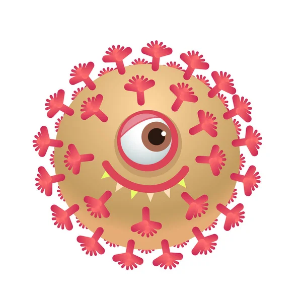 Celda Virus Dibujos Animados Con Corona Facial Niños Divertidos Vector — Vector de stock