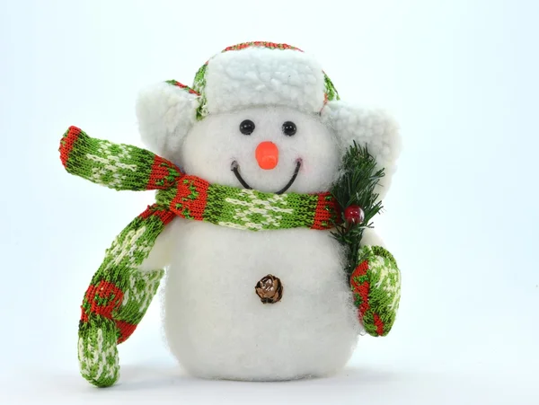 Snowman with a branch. — Stock Photo, Image