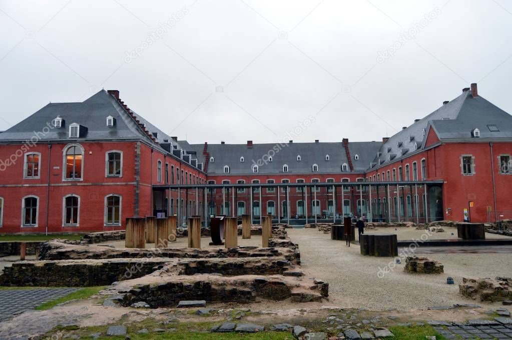 Abbey of Stavelot in Belgium with the ruins 