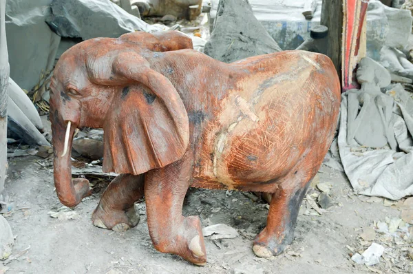 Sculpted representation of a wooden elephant