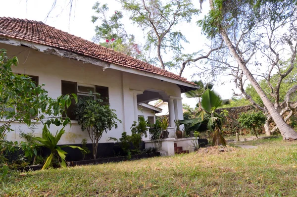Mały dom z ogrodem tropikalnym — Zdjęcie stockowe
