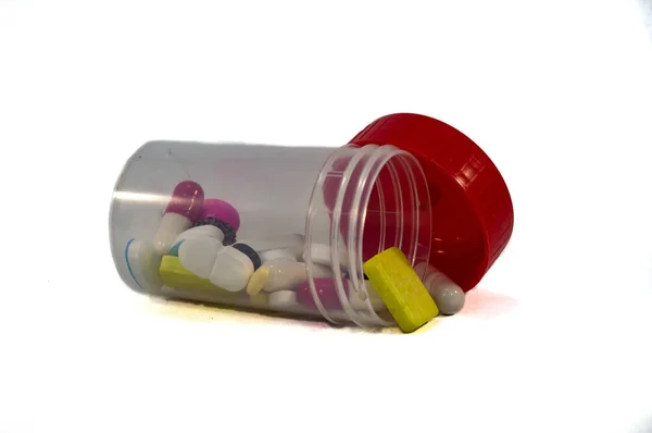 Pudełko plastikowe leku z — Zdjęcie stockowe