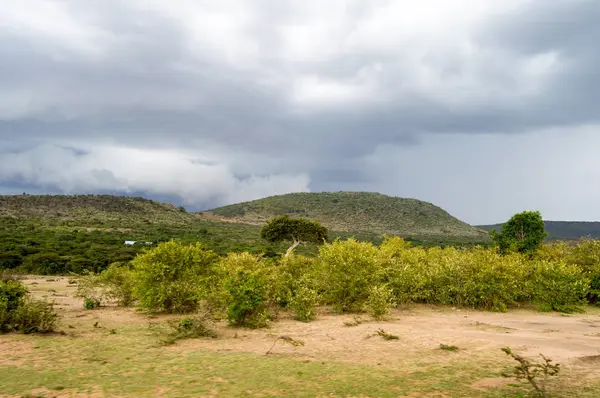 Tormenta en la sabana y las colinas — Foto de Stock