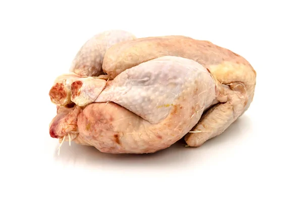 Poule Crue Sur Fond Blanc Poulet Griller Prêt Cuire — Photo