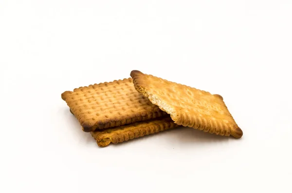 Biscoitos Manteiga Pequena Vista Frontal Fundo Branco — Fotografia de Stock