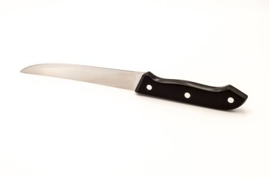 Sharp... dokunma! Şefin mutfak bıçağı beyaz arka planda izole edilmiş, kırpma yolu da dahil.