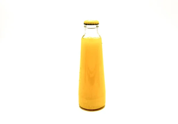 Sinaasappelsap Flessen Geïsoleerd Witte Achtergrond — Stockfoto