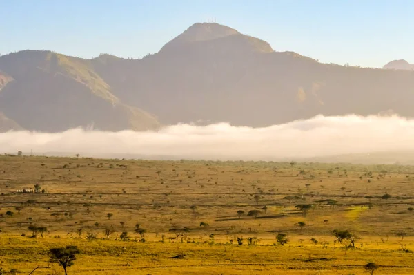 Aumento Niebla Sabana Las Montañas Tsavo West Park Kenia — Foto de Stock