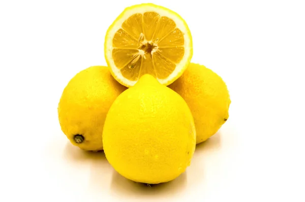 Композиція Лимонами Ізольовані Білому Тлі — стокове фото