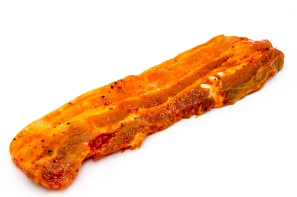 Vepřová Slanina Marinovaná Česneku Chilli Bílém Pozadí Stock Snímky