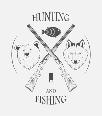 hunting and fishing logo clipart